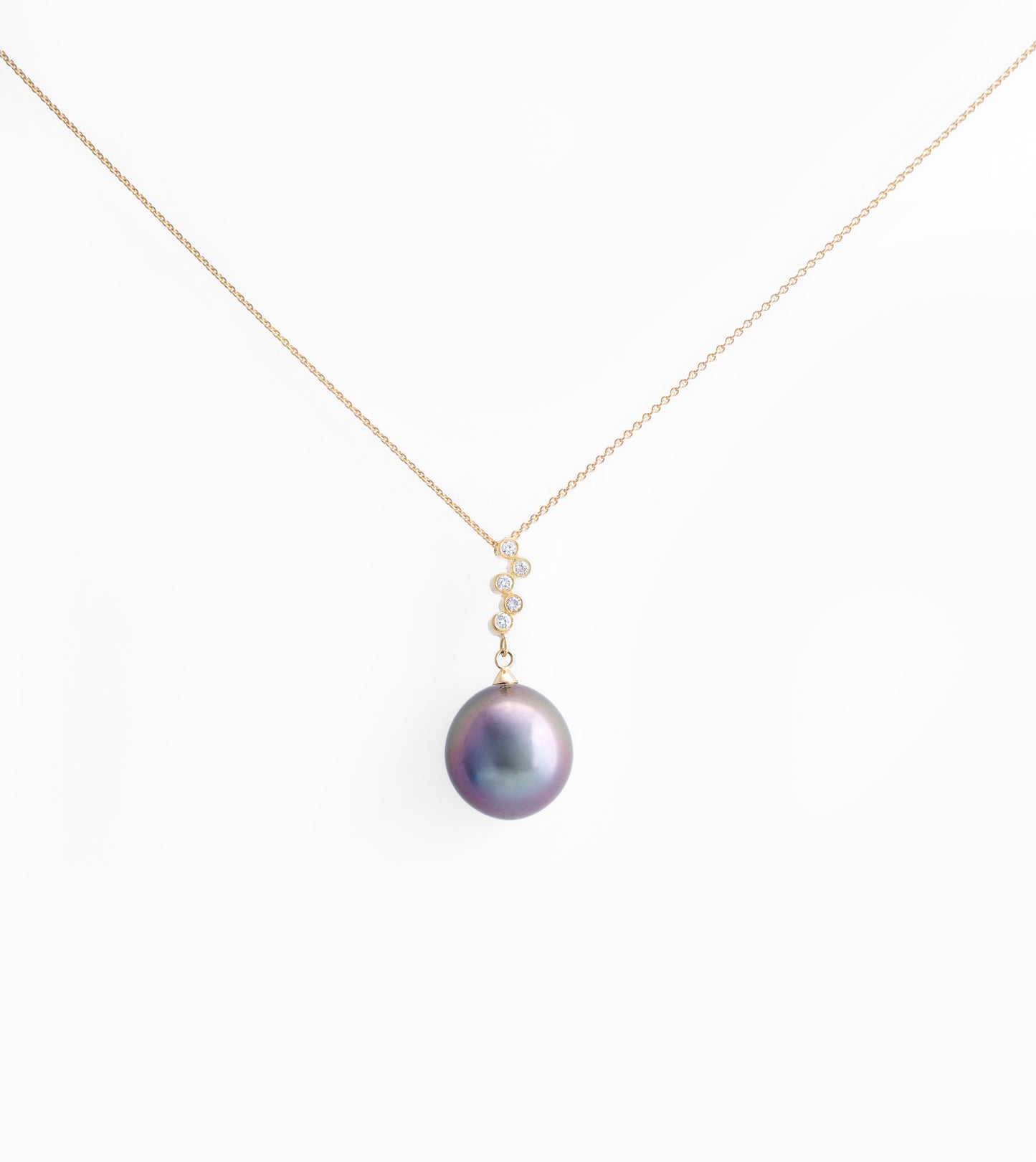 Tahitian pearl necklace 18k yellow gold with diamonds - Circle of Life