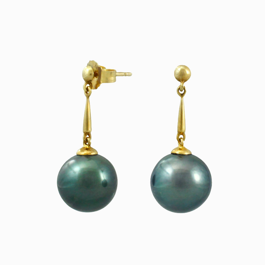 Tahitian pearl earrings in gold plated - Timeless Elegance