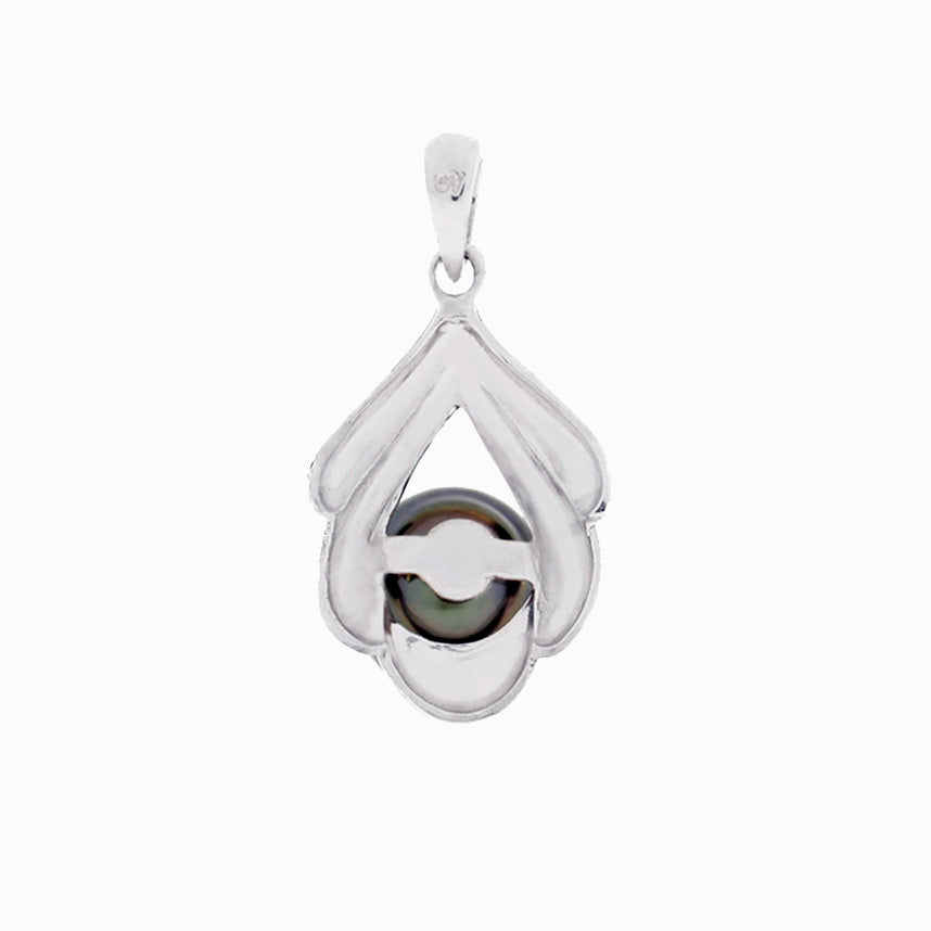 Tahitian pearl pendant in silver - Dewdrops collection