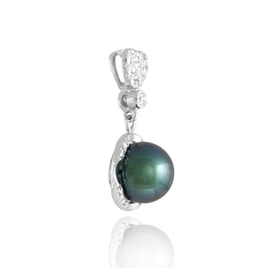 Tahitian pearl pendant silver and cubic zirconium - Forever collection - PESZPE00102