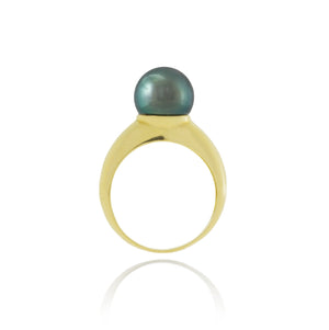 Tahitian pearl ring - 18k gold classic design - RGYGPE00021