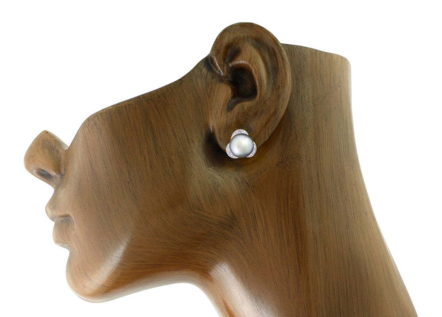 Tahitian pearl earring - yellow gold with diamonds