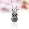 Tahitian pearl pendant in silver and cz - Tiare Tahiti - PESVPE01777