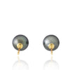 Tahitian pearl earrings - 18k yellow gold studs - EAYGPE00239
