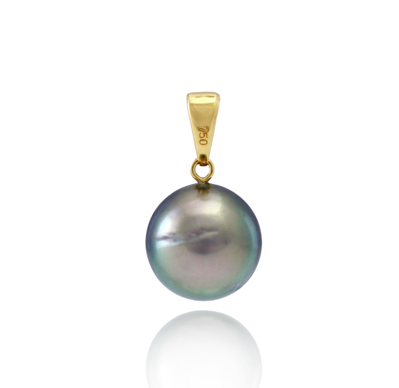 Tahitian pearl pendant - 18k yellow gold