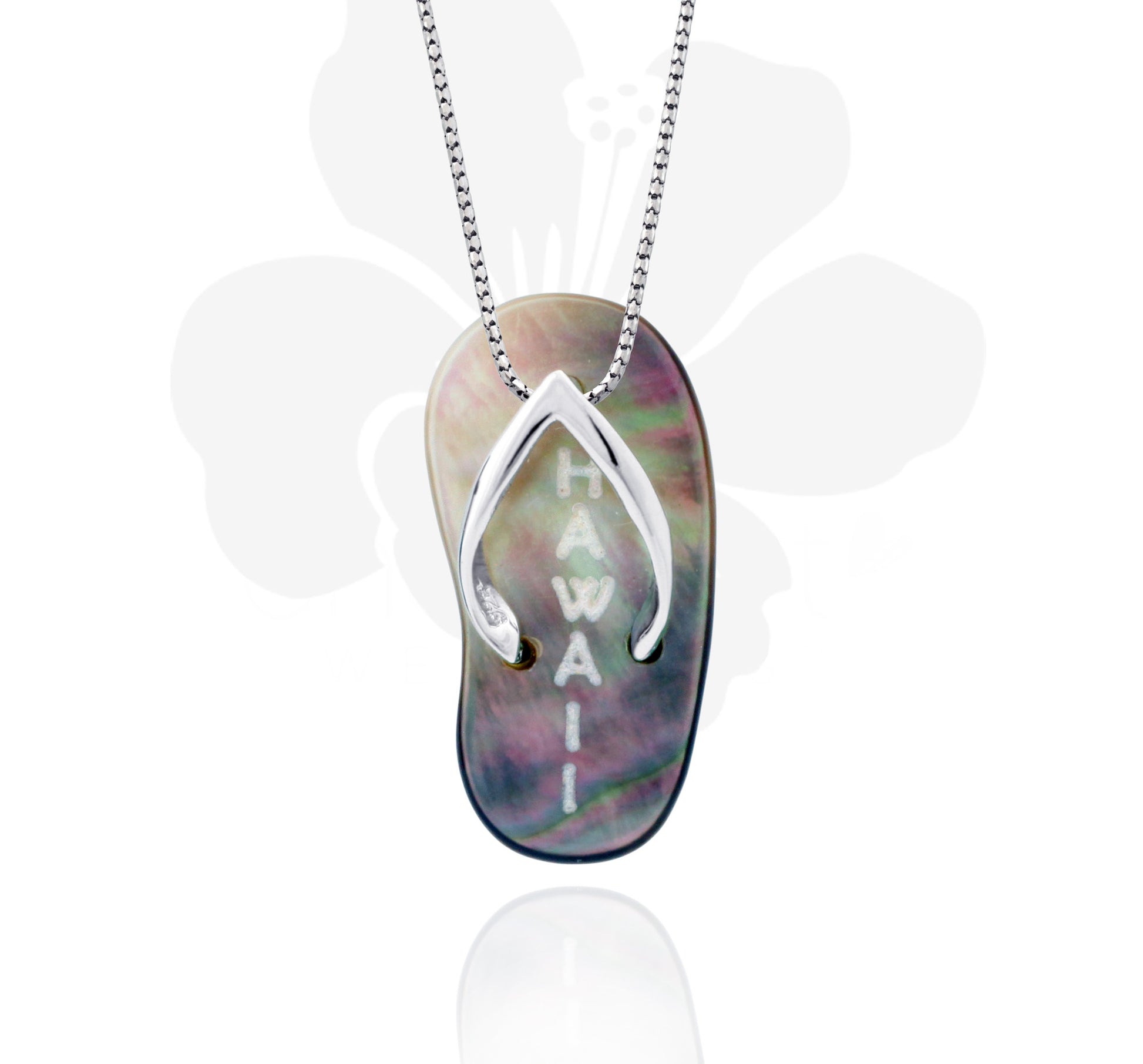 Tahitian pearl pendant in silver - Aloha! - PESVMP00002