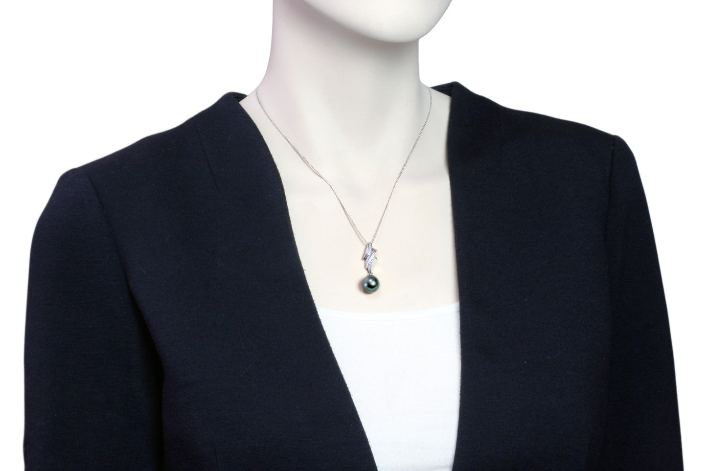 Tahitian pearl pendant in silver - dewdrops collection