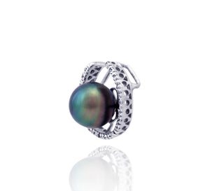 Tahitian pearl pendant in silver - dewdrops collection - PESZPE00064