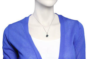 Tahitian pearl pendant in silver - dewdrops collection - PESZPE00078 - Blue Green
