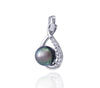 Tahitian pearl pendant in silver - dewdrops collection - PESZPE00078 - Blue Green