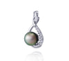 Tahitian pearl pendant in silver - dewdrops collection - PESZPE00078 - Soft Green