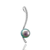 Tahitian pearl pendant in 18k white gold and diamonds - Dewdrops - PEWDPE00529