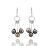 Tahitian pearl earrings in 18k white gold and diamonds - Rainbow drops- EAWDPE00053