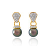 Tahitian pearl earrings 18k yellow gold with diamonds - Rainbow drops - EAYDPE00082