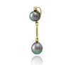 Tahitian pearl pendant in 18k yellow gold with diamonds - Rainbow drops- PEYDPE00577