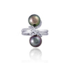 Tahitian pearl ring - 18K white gold with Diamonds - RGWDPE00660
