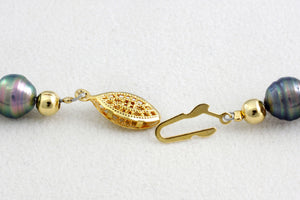 Tahitian pearl strand - Gold plated clasp - NECAUN02245