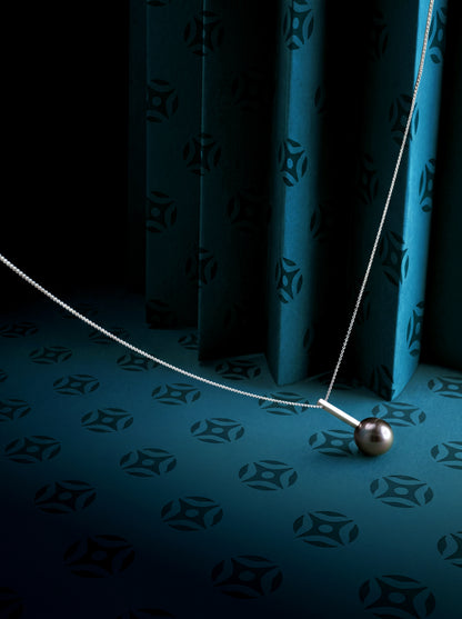 Tahitian pearl necklace - 18K White Gold