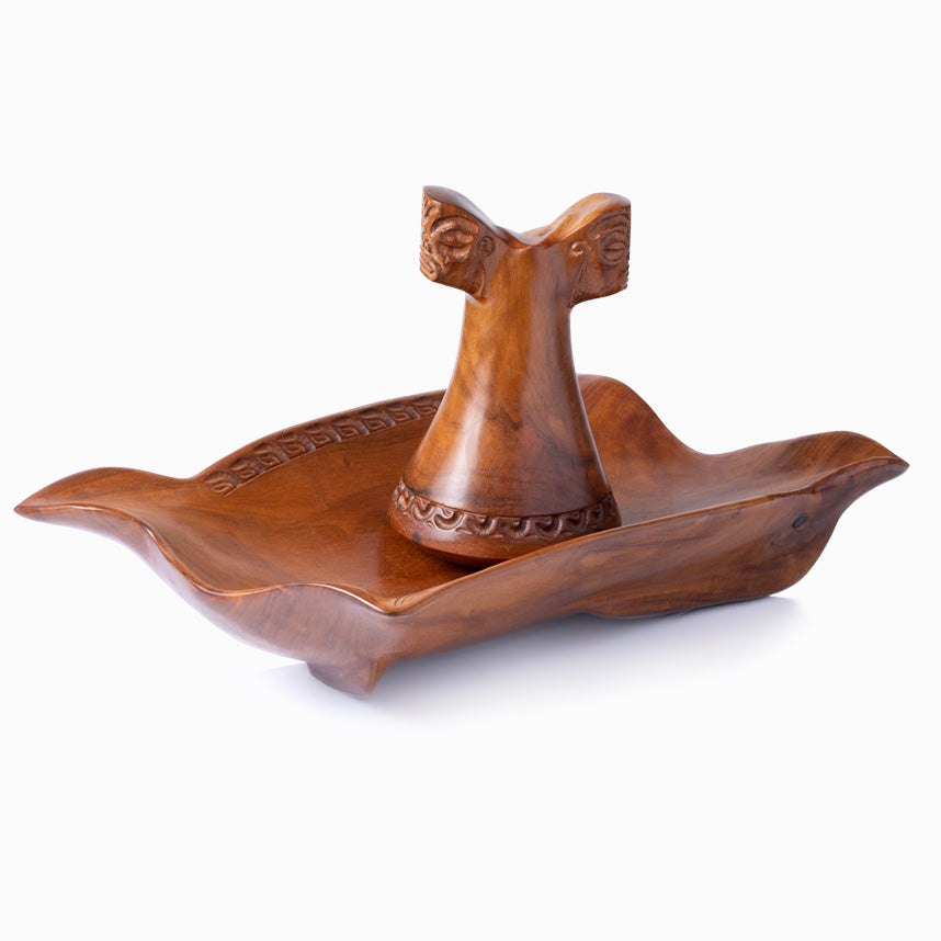 Wooden Basket with his Wooden Penu from Marquesas Islands