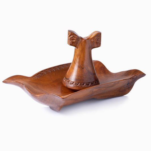 Wooden Basket with his Wooden Penu from Marquesas Islands