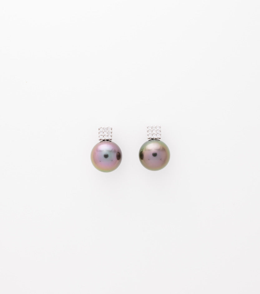 White Gold Earrings Tahitian Pearls diamonds Ideal