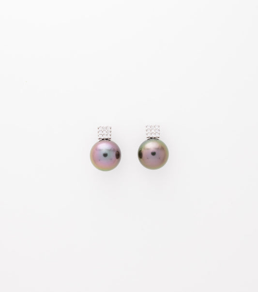 White Gold Earrings Tahitian Pearls diamonds Ideal