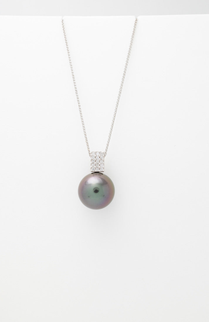 White Gold pendant tahitian Pearls diamonds l'Idéal