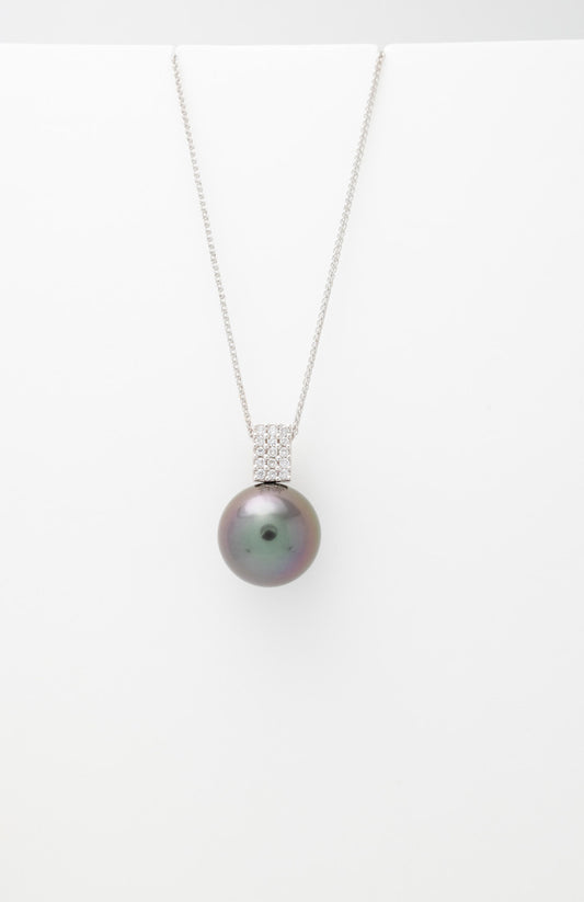 White Gold pendant tahitian Pearls diamonds l'Idéal