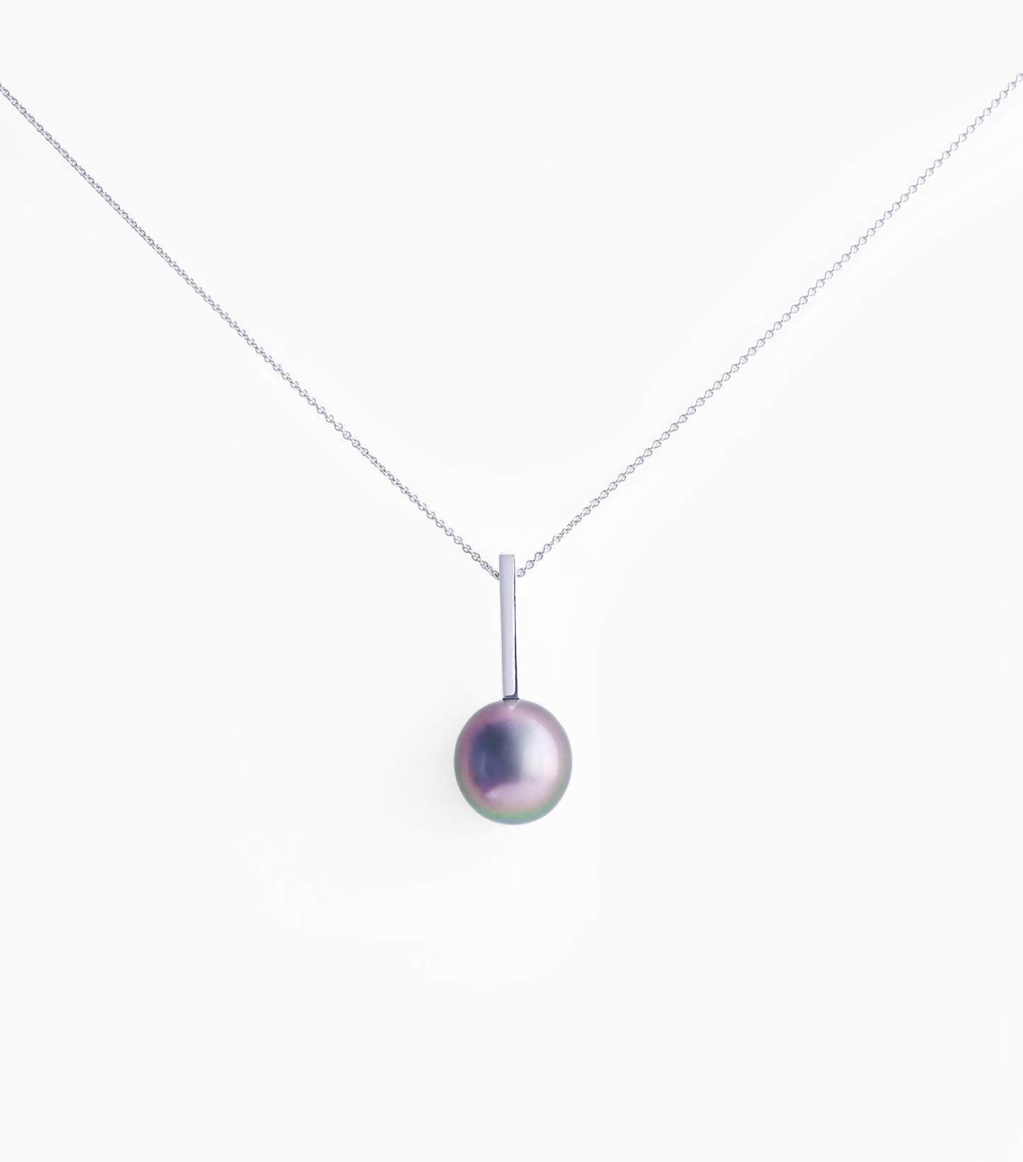 Tahitian pearl necklace - 18K White Gold