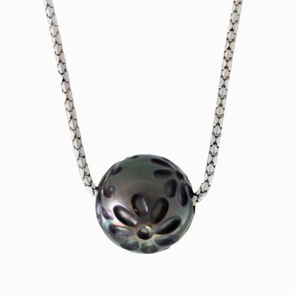 Collar de perlas de Tahití - Diseño flotante - Perla de tatuaje