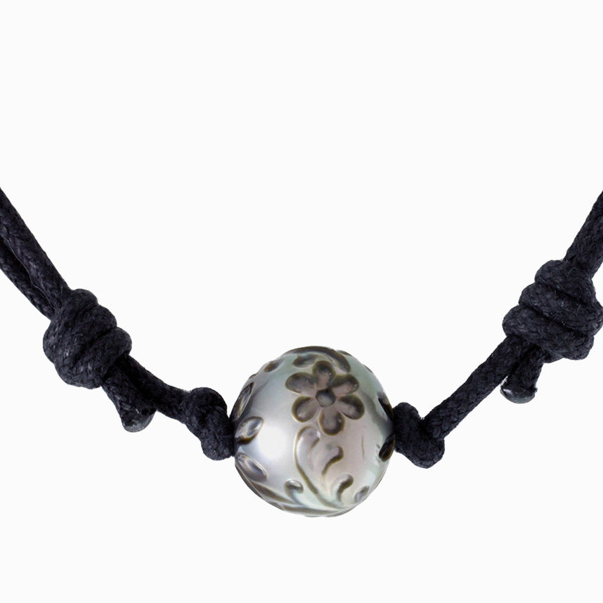 Tahitian engraved pearl necklace - Tattoo Pearl