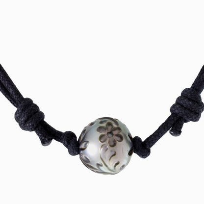 Tahitian engraved pearl necklace - Tattoo Pearl