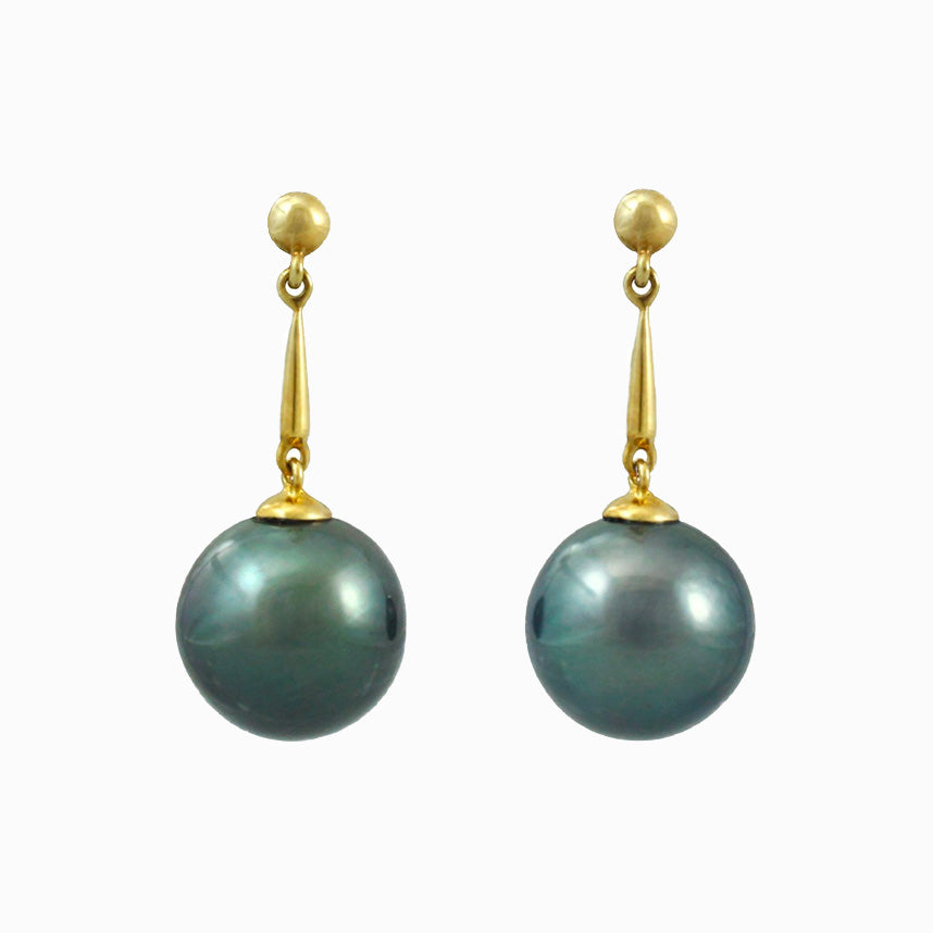 Tahitian pearl earrings in gold plated - Timeless Elegance