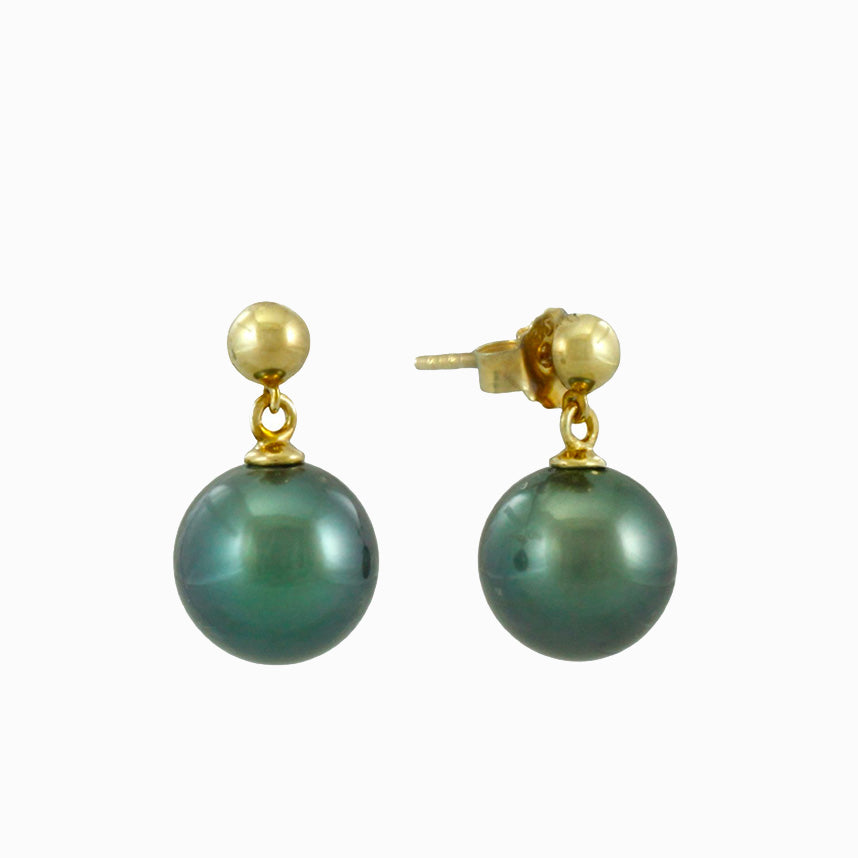 Boucles d'oreilles perles de Tahiti en plaqué or - Elégance Intemporelle