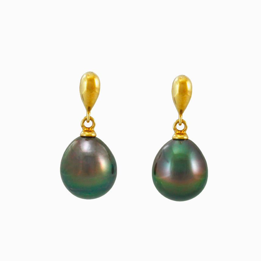 Tahitian pearl earrings in gold plated - Timeless Elegance