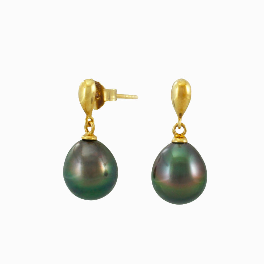 Tahitian pearl earrings in gold plated - Timeless Elegance