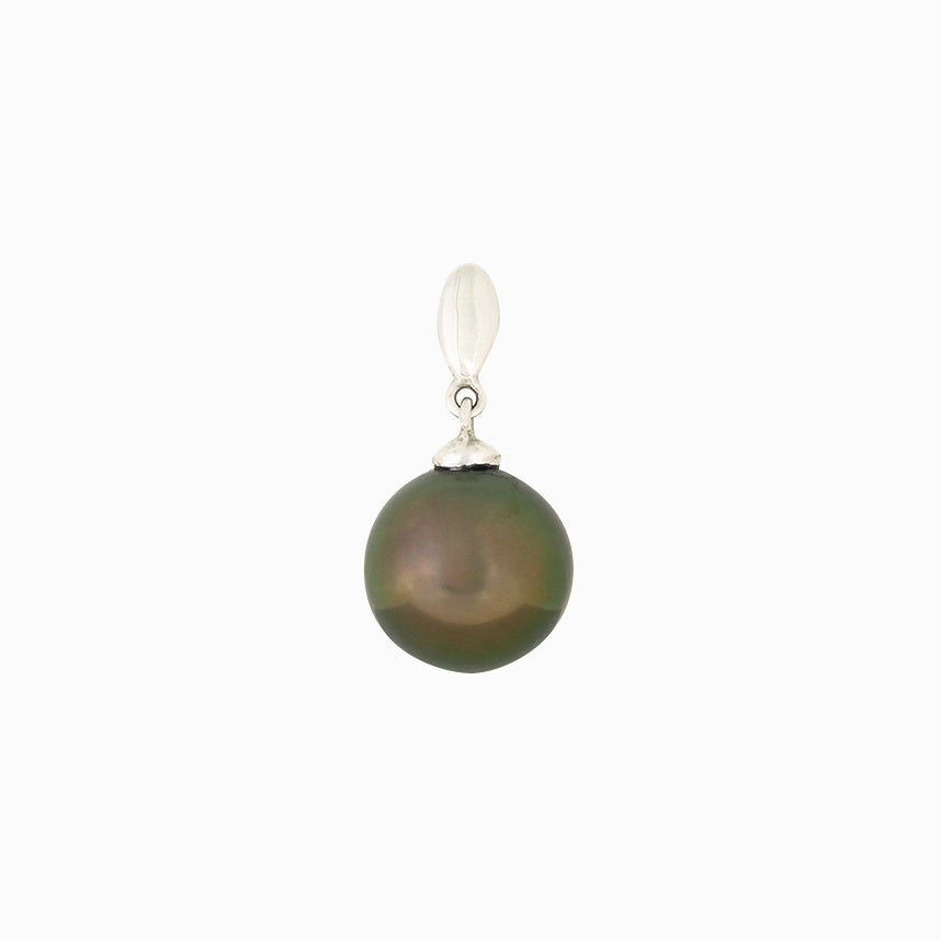 Tahitian pearl earrings - 18k white gold drop shape design