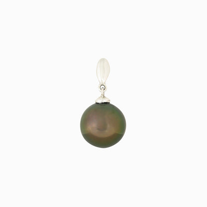 Tahitian pearl earrings - 18k white gold drop shape design