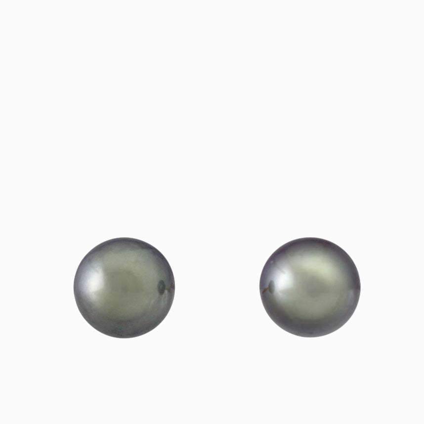 Tahitian pearl earrings - 18k yellow gold studs