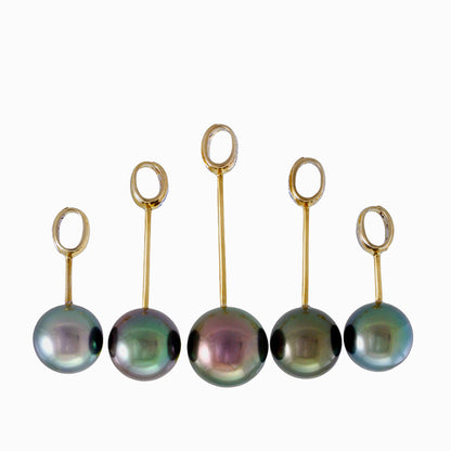 Tahitian pearl necklace - 14k/18k yellow gold with diamonds - Rainbow drops