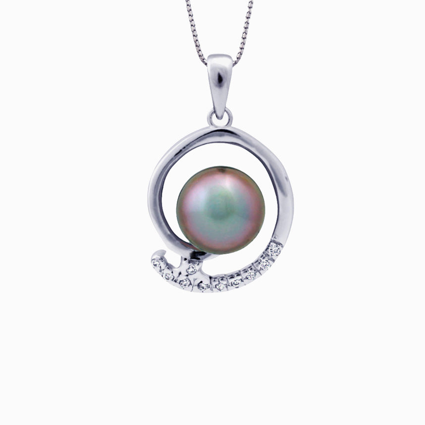 Tahitian pearl pendant - Silver - Circle of Life