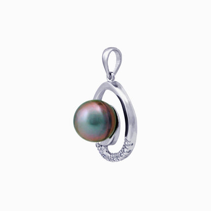 Tahitian pearl pendant - Silver - Circle of Life