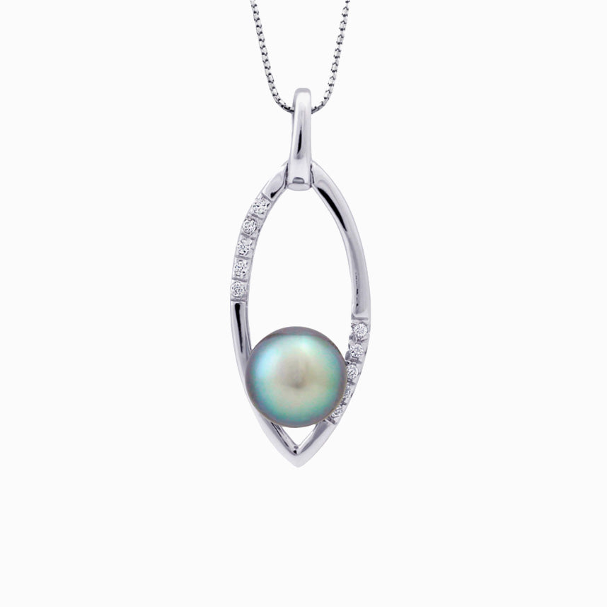 Tahitian pearl pendant in silver - Aloha!