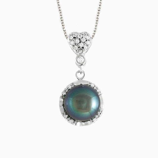Tahitian pearl pendant silver and cubic zirconium - Forever collection