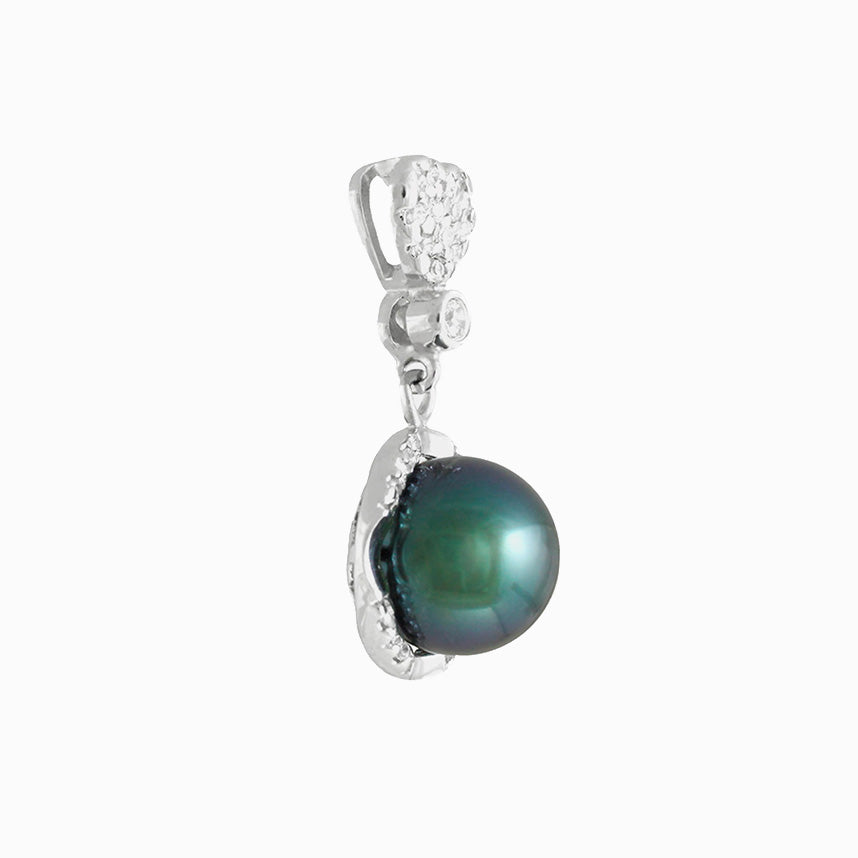 Tahitian pearl pendant silver and cubic zirconium - Forever collection