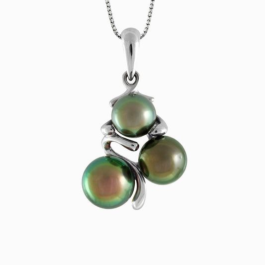 Tahitian pearl pendant in 18k white gold - Tribal Identity
