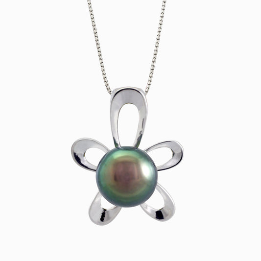 Tahitian pearl pendant in 18k white gold - Tiare Tahiti