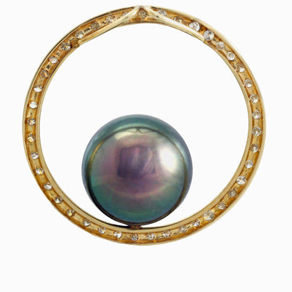 Pendentif perle de Tahiti - Or jaune 14 carats - Cercle de Vie