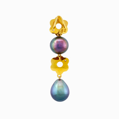 Tahitian pearl pendant in 18k yellow gold with diamonds - Tiare Tahiti