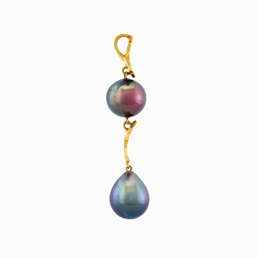 Tahitian pearl pendant in 18k yellow gold with diamonds - Tiare Tahiti